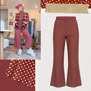 Stylish Wide-Leg Polka Dot Pants in Red